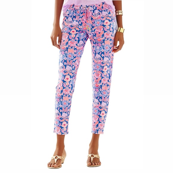 Lilly Pulitzer Lola pull on pant in iris blue week it resort pants - Picture 1 of 10